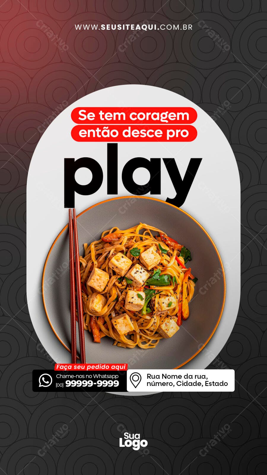 Flyer para Delivery de comida asiática PSD Editável
