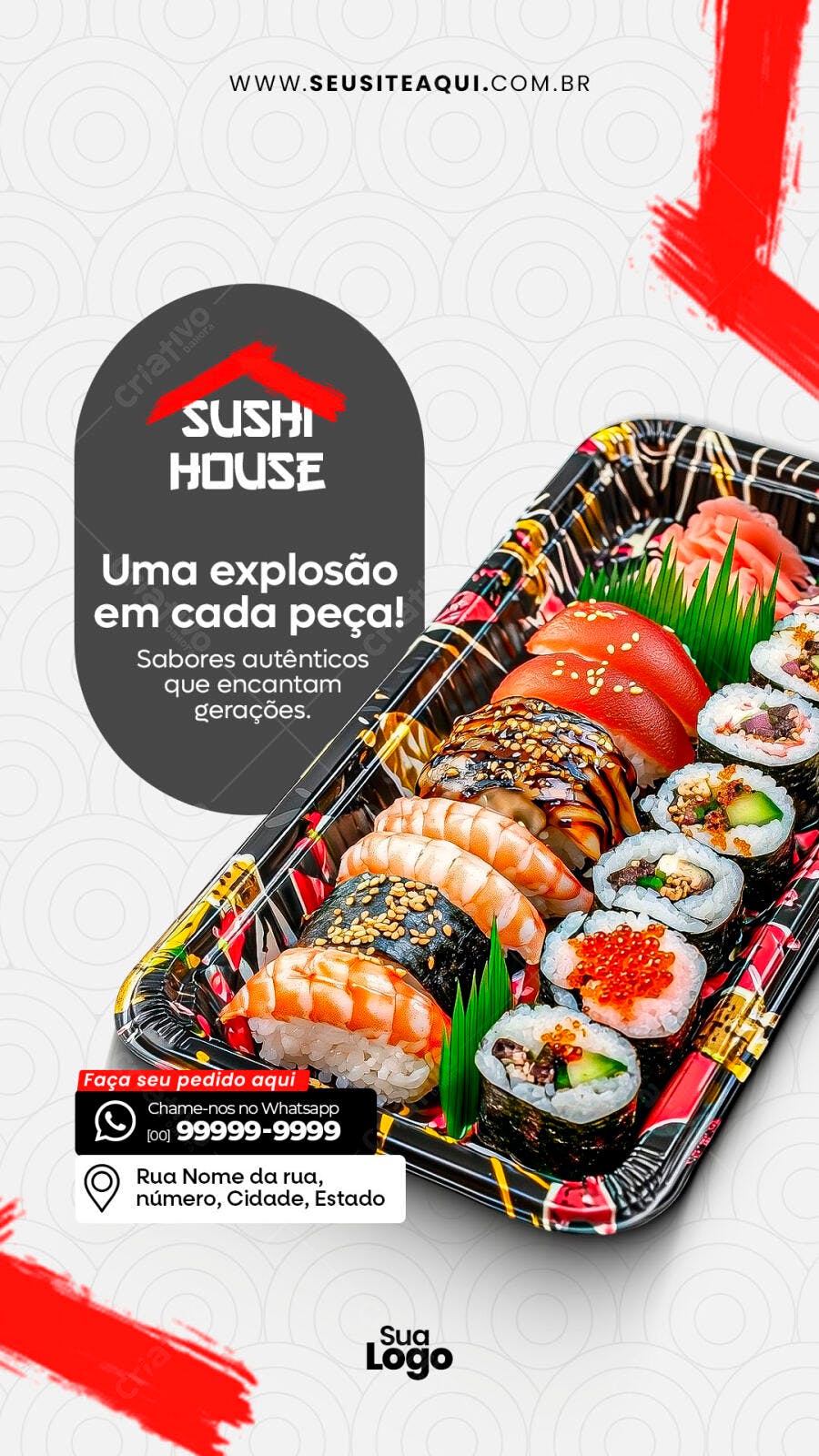 Flyer para Delivery de Sushi PSD Editável
