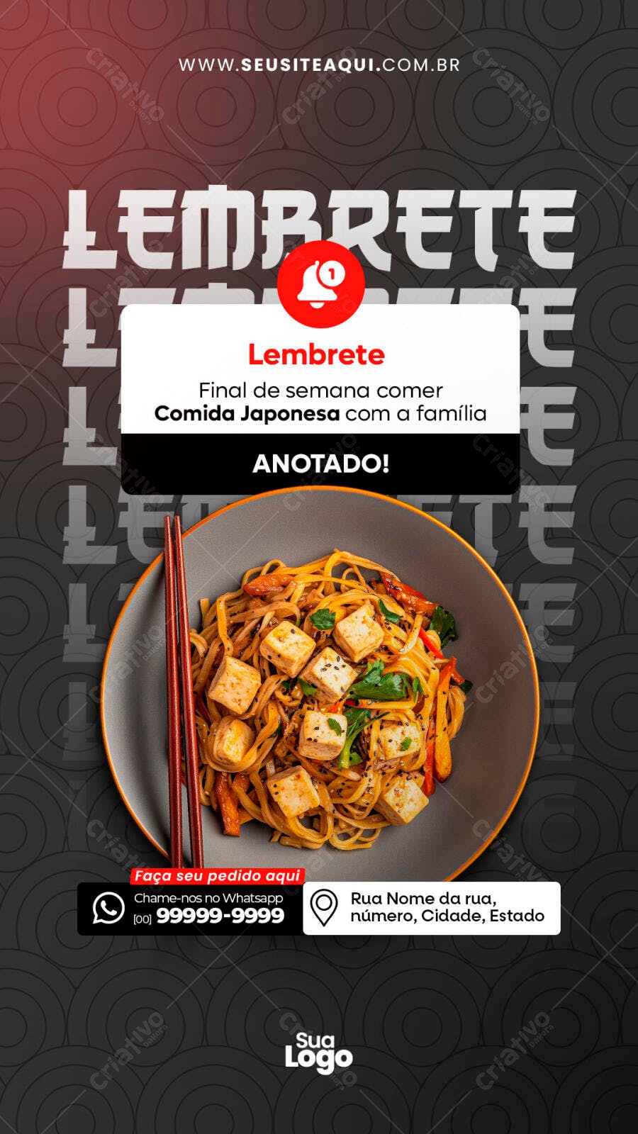 Flyer para Jantar em Família Comida Japonesa PSD Editável