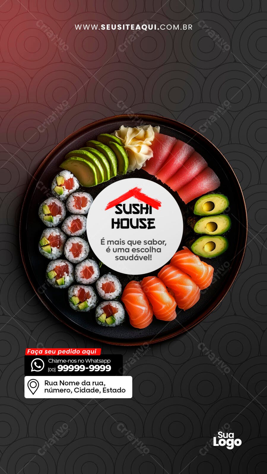 Cardápio de Sushi PSD Editável