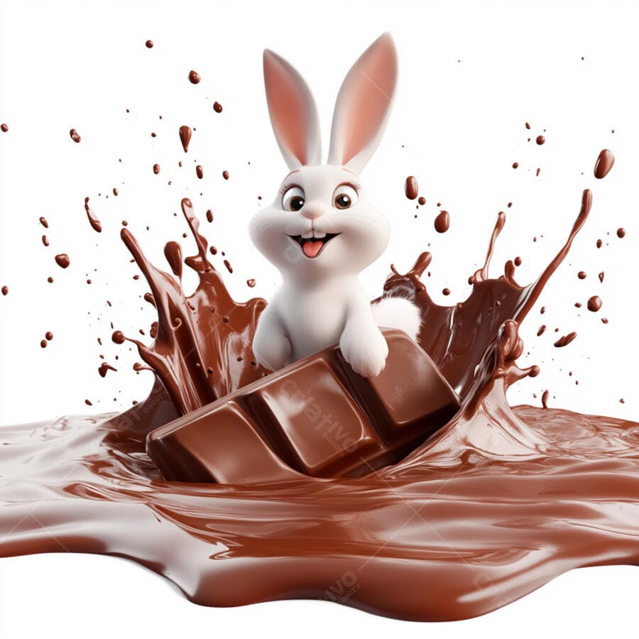 Coelho em chocolate derretido Páscoa