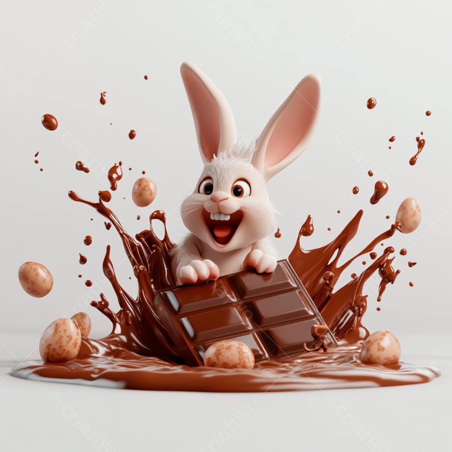 Coelho animado em chocolate Páscoa