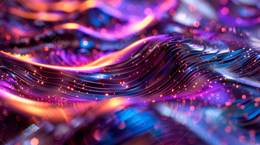Ondas de Luz Abstrata Roxo e Laranja