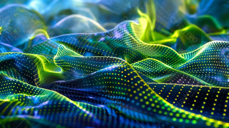 Ondas abstratas em tons azuis e verdes