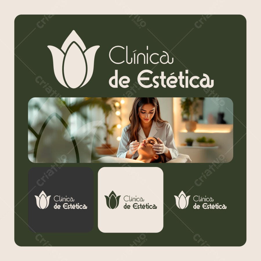 Modelo de Cartão de Visita Clínica de Estética PSD Editável
