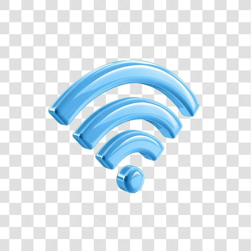 PNG Icon 3D Wifi Cor Azul Lado Diagonal
