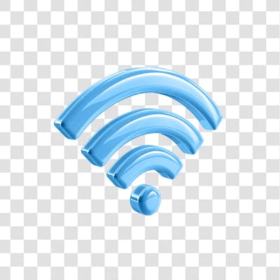 PNG Icon 3D Wifi Cor Azul Lado Diagonal