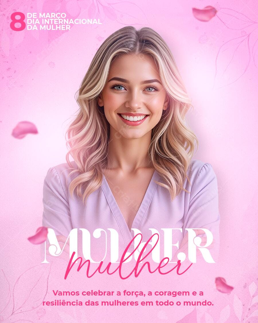 Flyer Dia Internacional da Mulher 8 de Março PSD Editável
