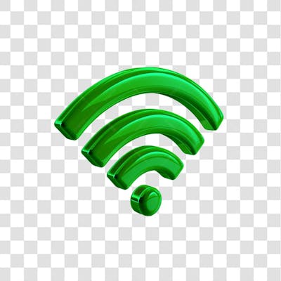 PNG Icon 3D Wifi Cor Verde Escuro Lado Diagonal