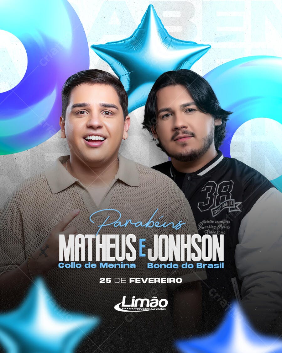 Flyer Matheus e Jonhson 25 de Fevereiro PSD Editável