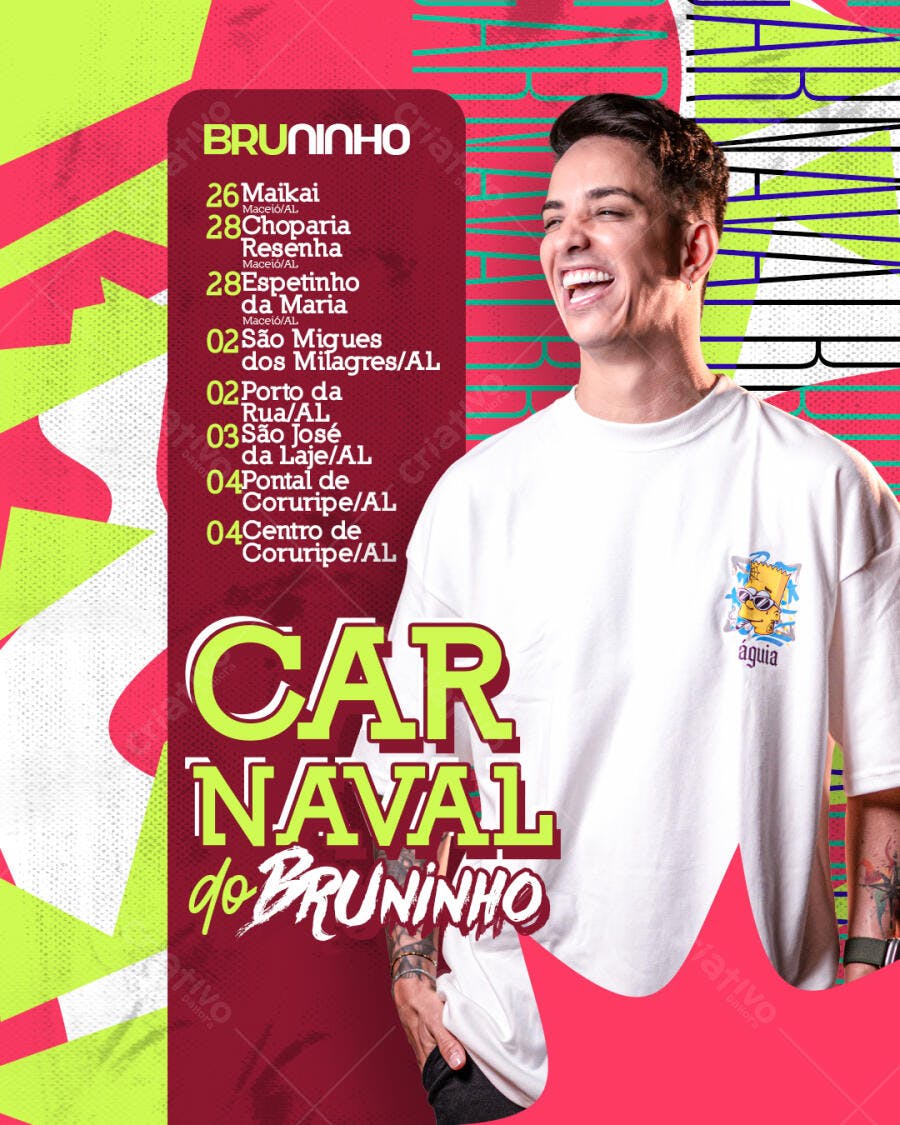 Flyer Carnaval Bruninho PSD Editável