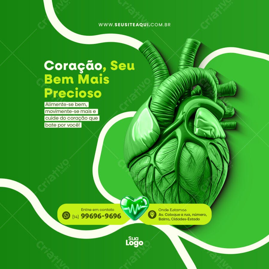 Post Social Media Dia do Coração PSD Editável