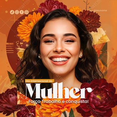 Dia Internacional da Mulher 08 de março social media Psd