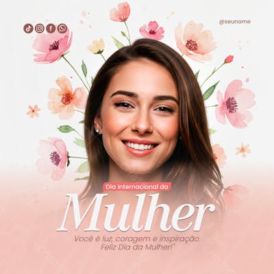 Dia Internacional da Mulher 08 de março social media Psd