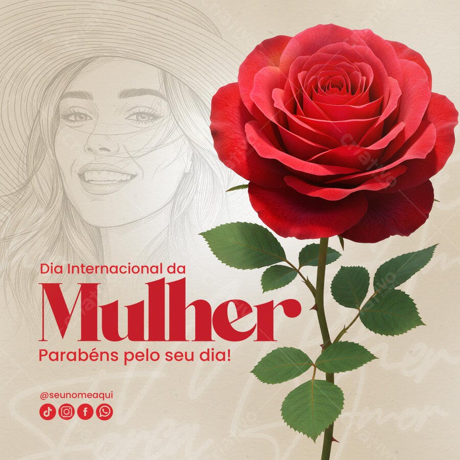Post para o Dia Internacional da Mulher PSD Editável