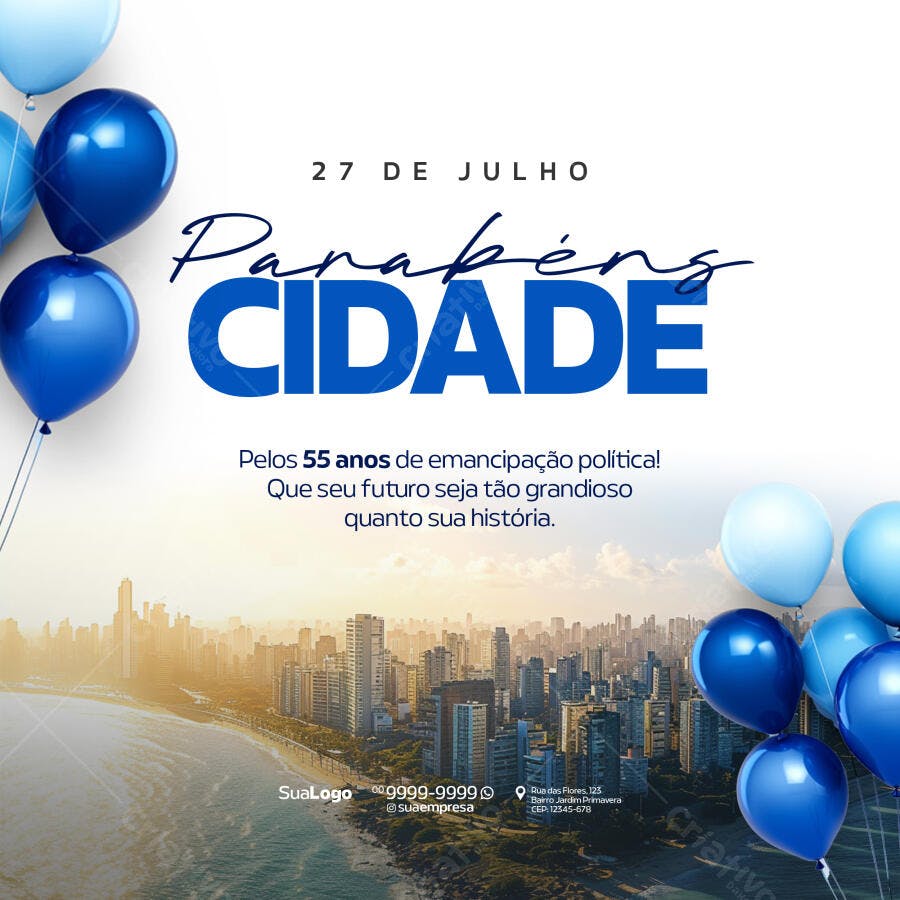Postagem Aniversário Cidade PSD Editável