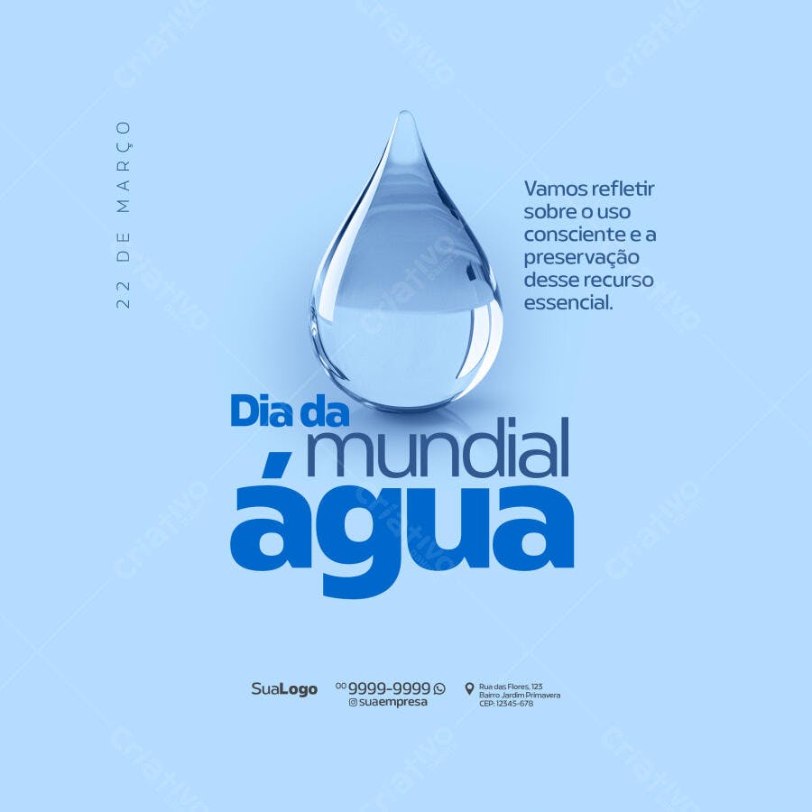 Post para o Dia Mundial da Água PSD Editável