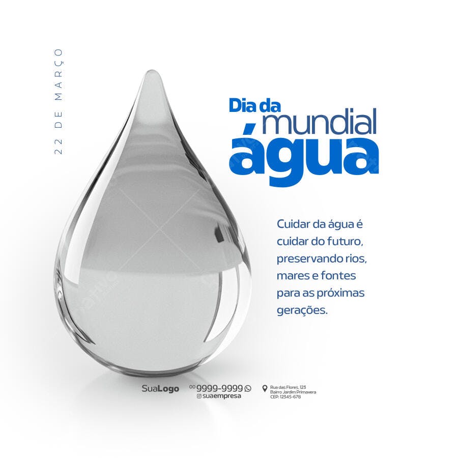 Post para o Dia Mundial da Água PSD Editável