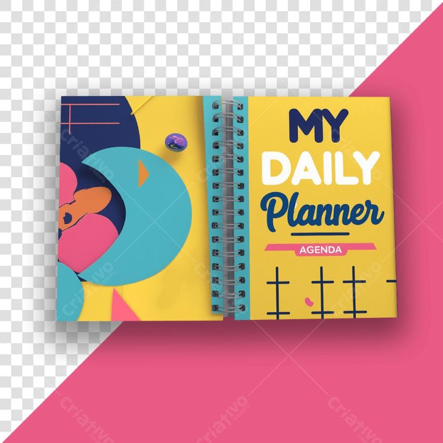 Mockup Agenda Diário com Design Moderno e Cores Vibrantes