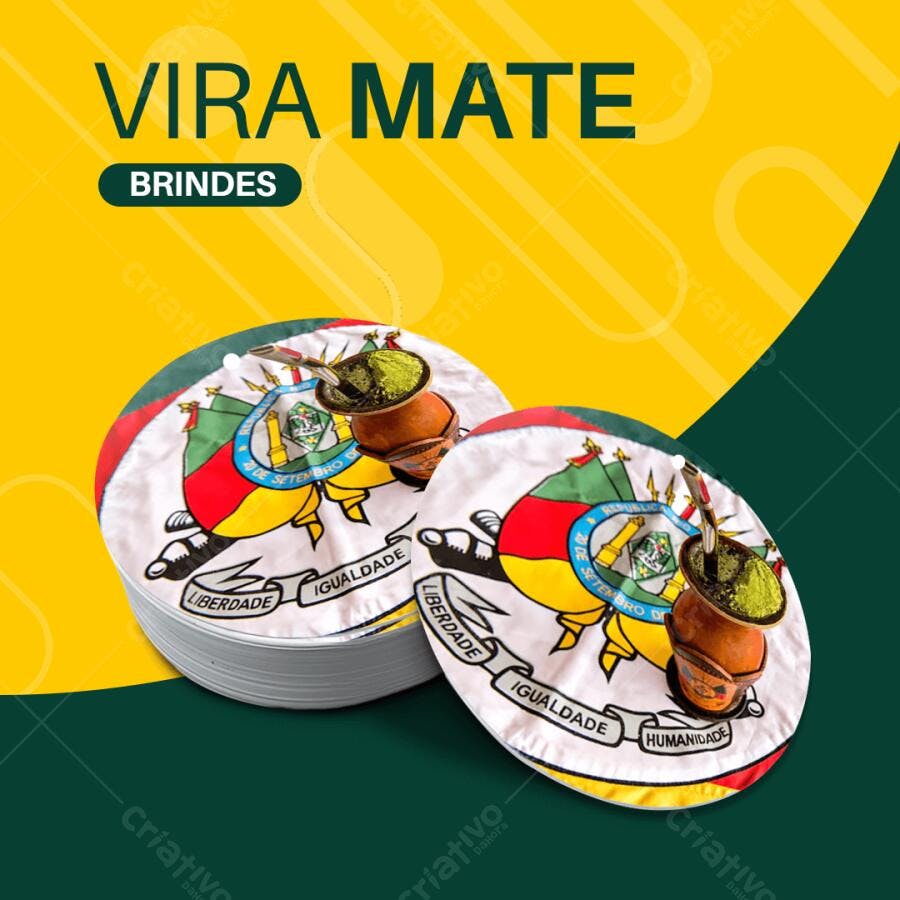Mockup de Coasters com Brasão e Erva-Mate: Design Brasileiro