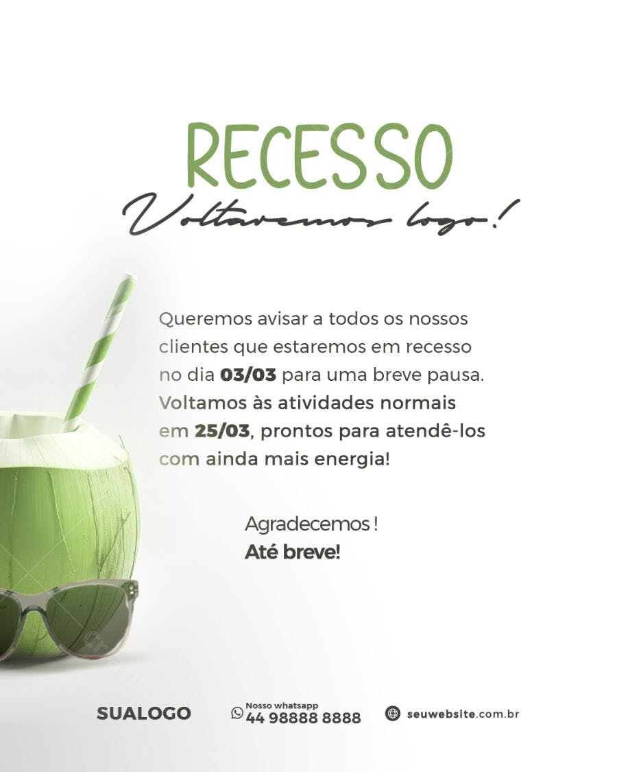 Anúncio Recesso 03/03 PSD Editável