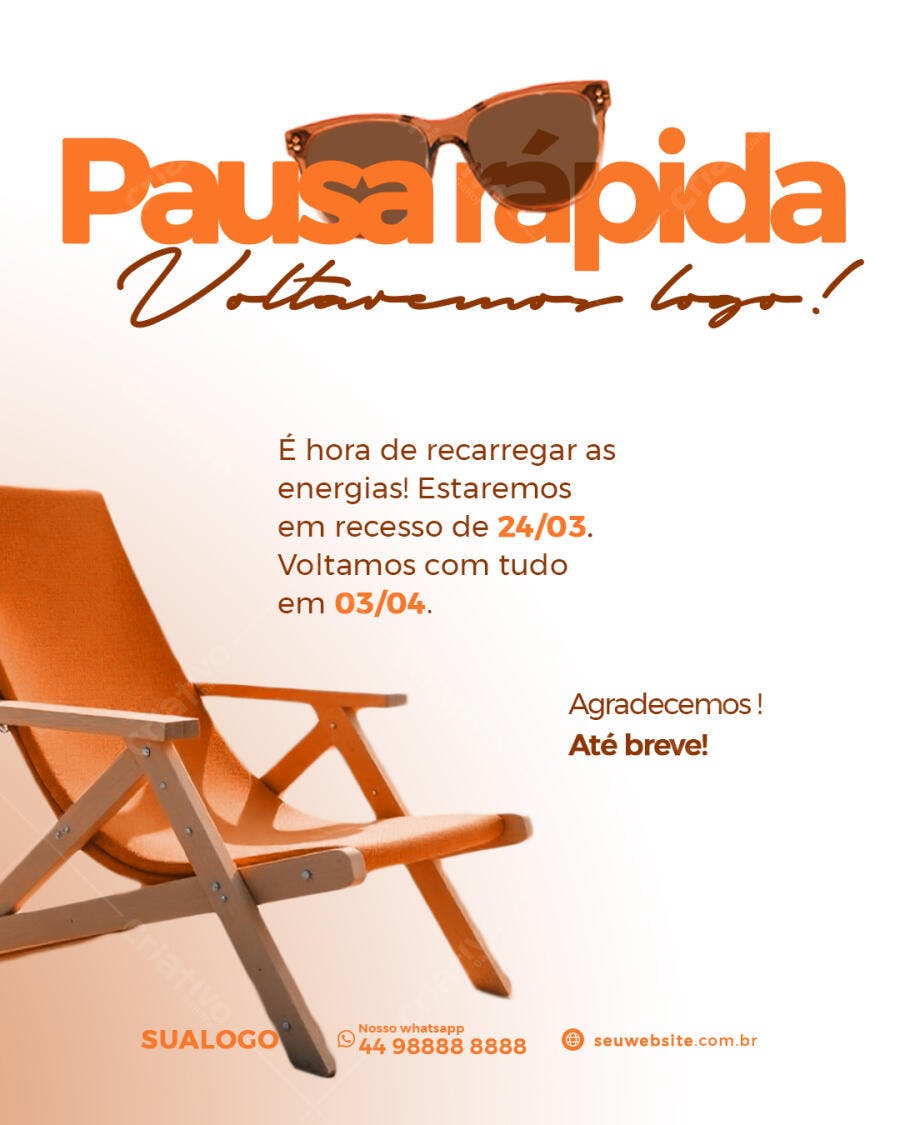 Flyer Recesso 24/03 a 03/04 PSD Editável