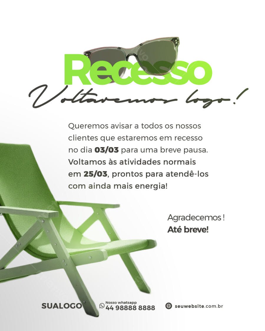 Flyer Recesso 03/03 PSD Editável