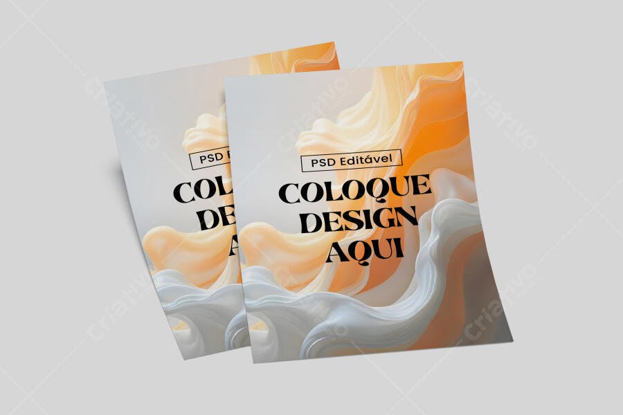Mockup Folheto com Design Fluido em Tons Pastel