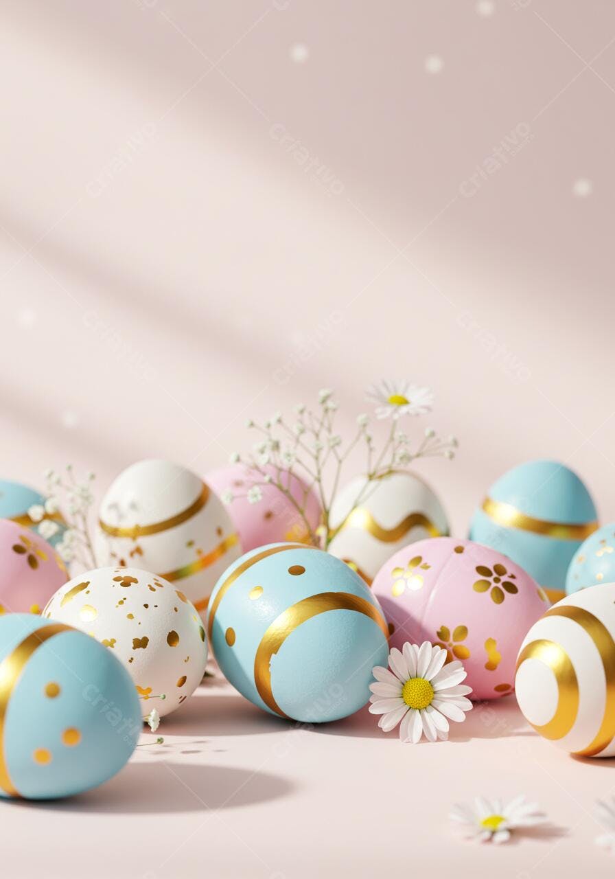 Ovos de Páscoa decorados com flores