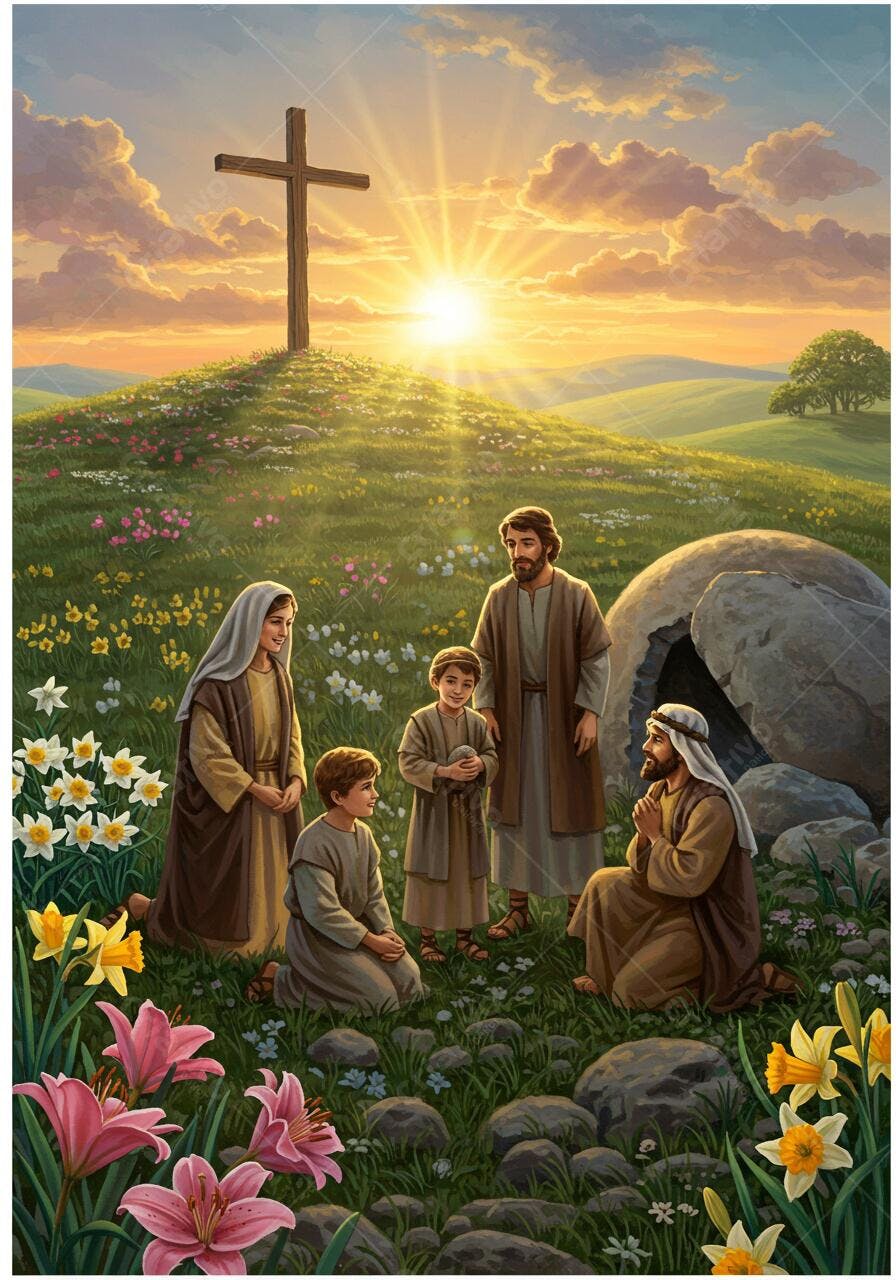 Jesus com Família após Ressurreição Campo Florescer