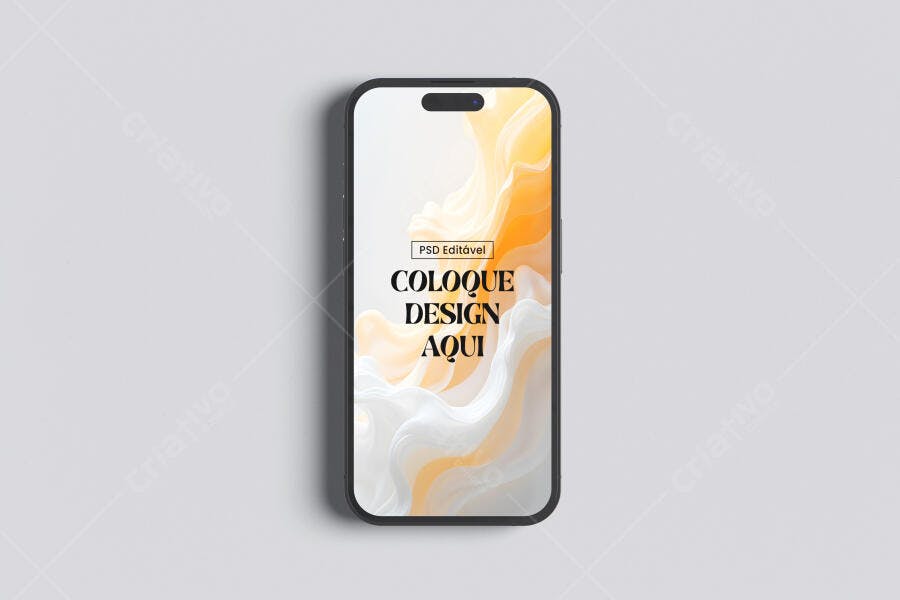 Mockup Smartphone Moderno com Design Abstrato em Tons Pastel
