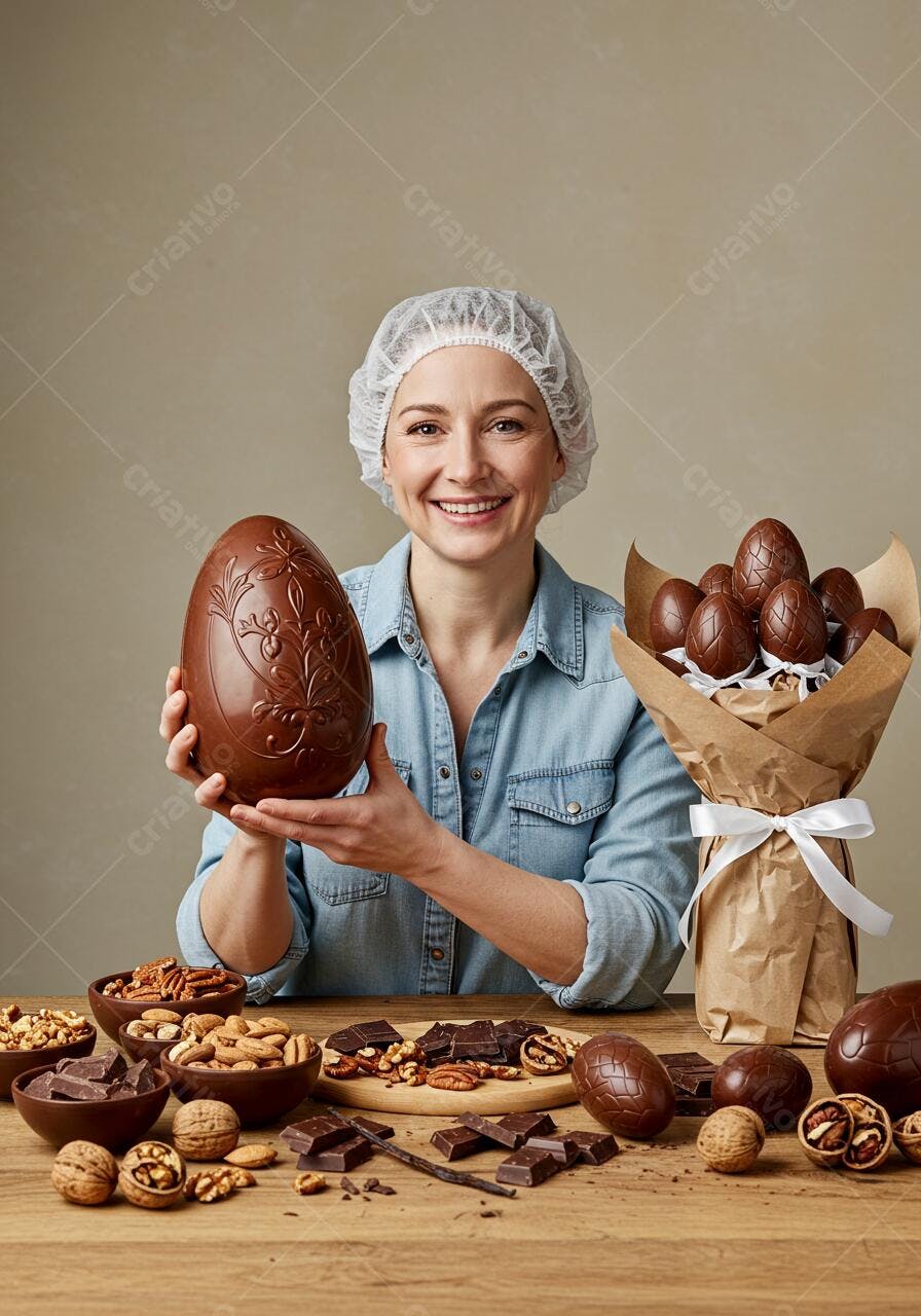 Chocolatier com Ovo e Buquê de Páscoa