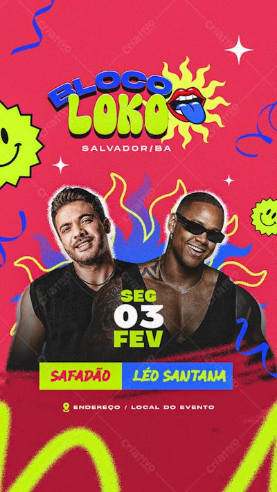 Flyer Carnaval Bloco Loko Story