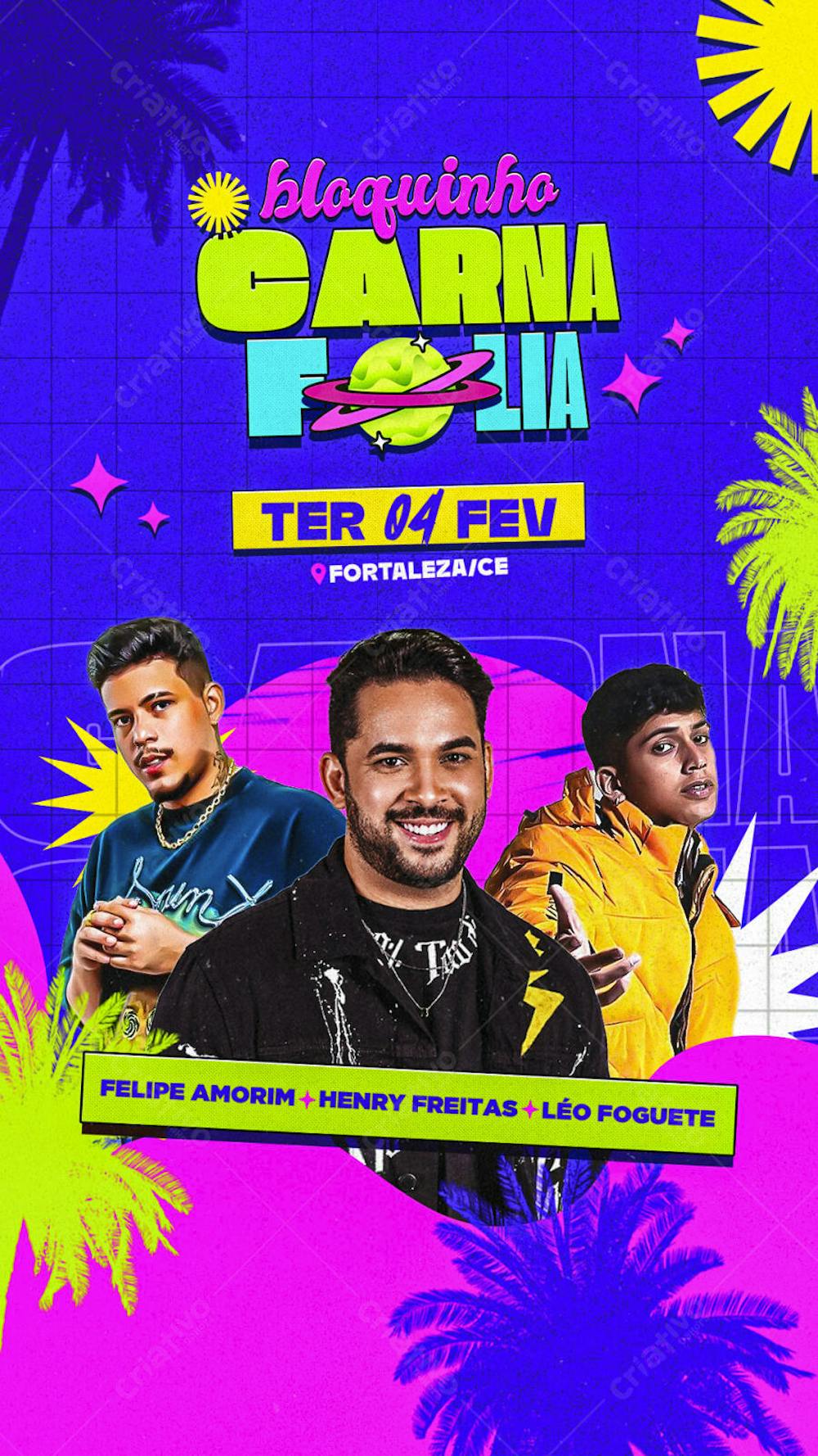 Flyer Carnaval Bloquinho CarnaFolia Story