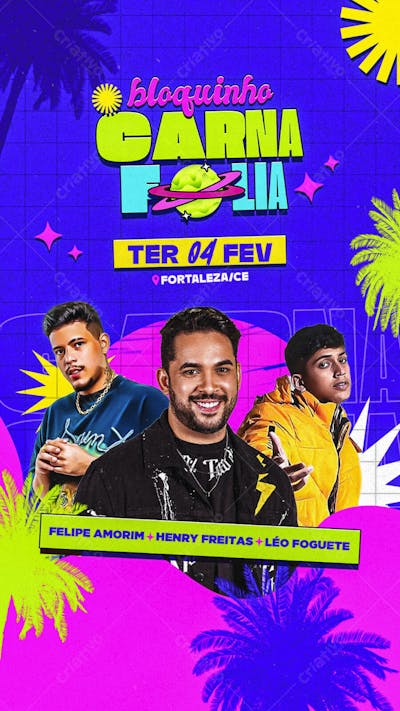 Flyer Carnaval Bloquinho CarnaFolia Story