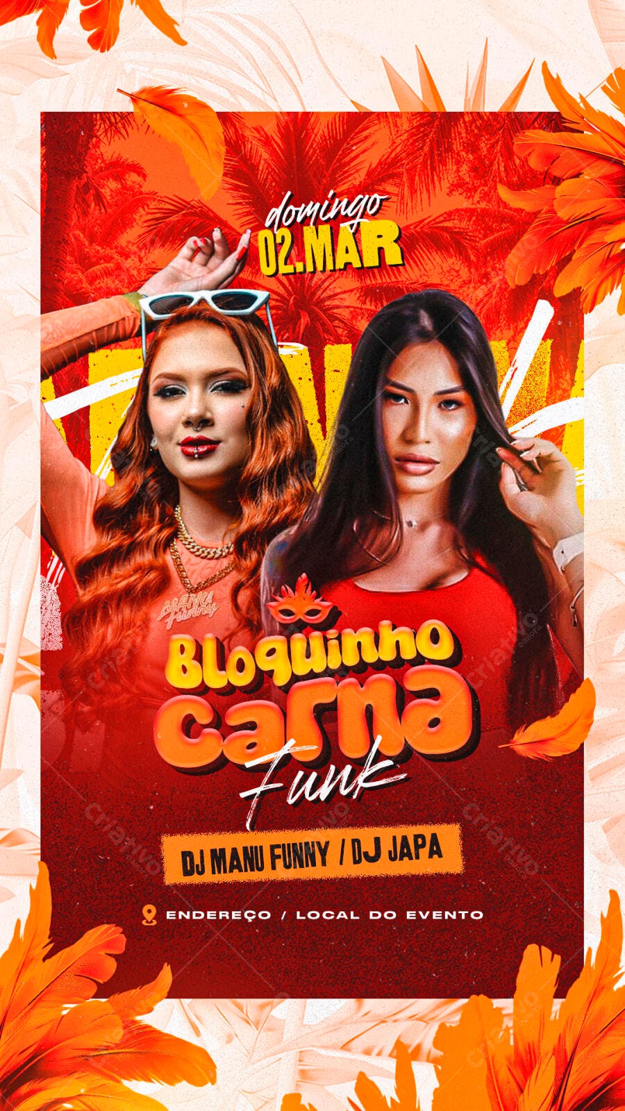 Flyer Bloquinho Carna Funk 02 de Março PSD Editável