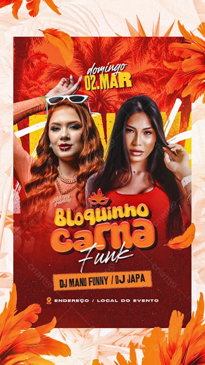 Flyer Carnaval Bloquinho Funk Story