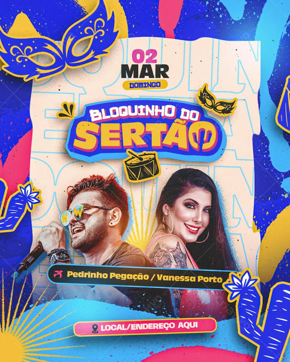 Flyer Carnaval Bloquinho do Sertão Forró Feed