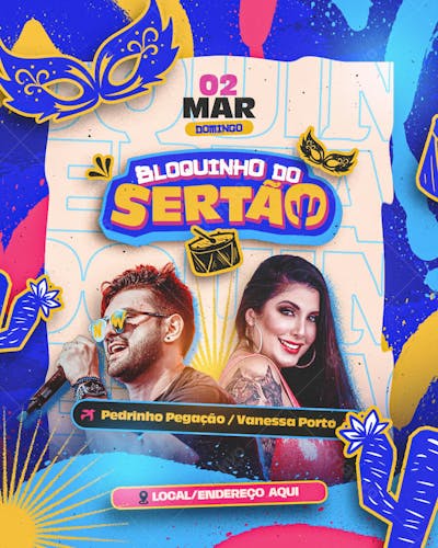 Flyer Carnaval Bloquinho do Sertão Forró Feed