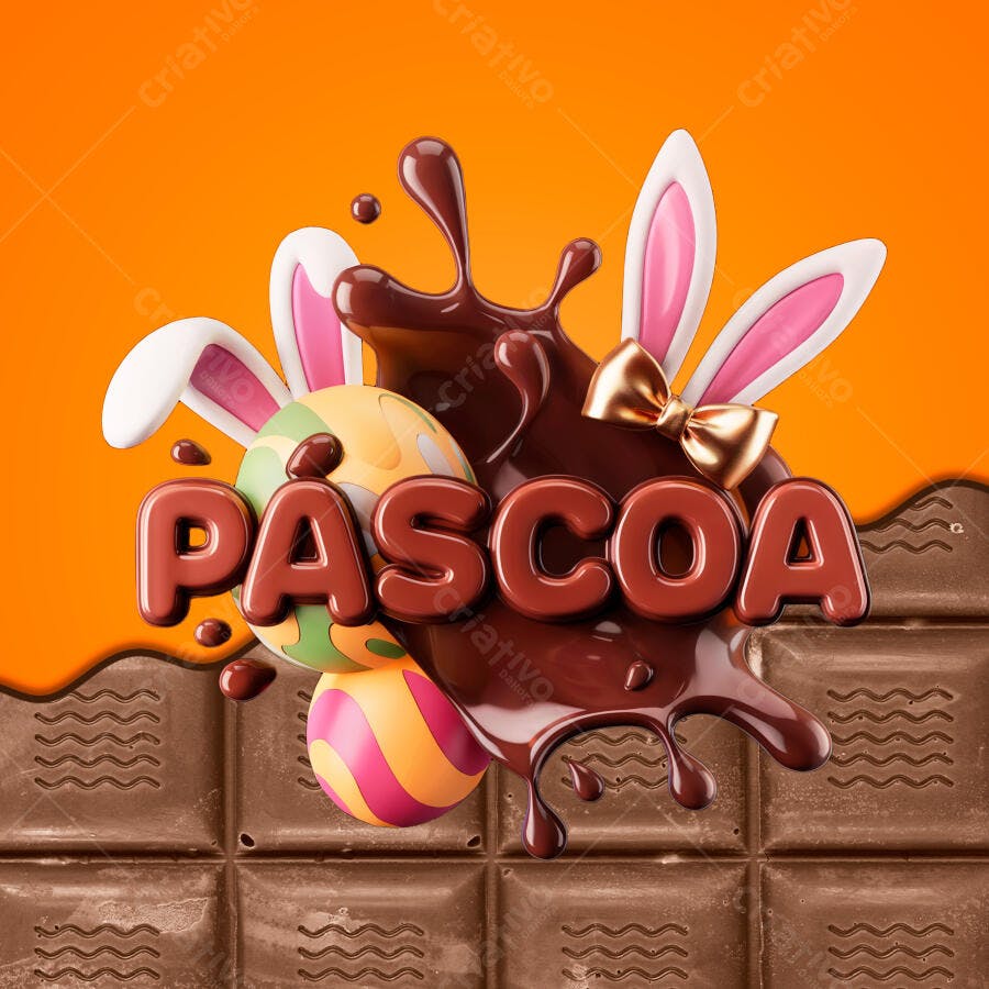 Flyer Páscoa com Chocolate PSD Editável