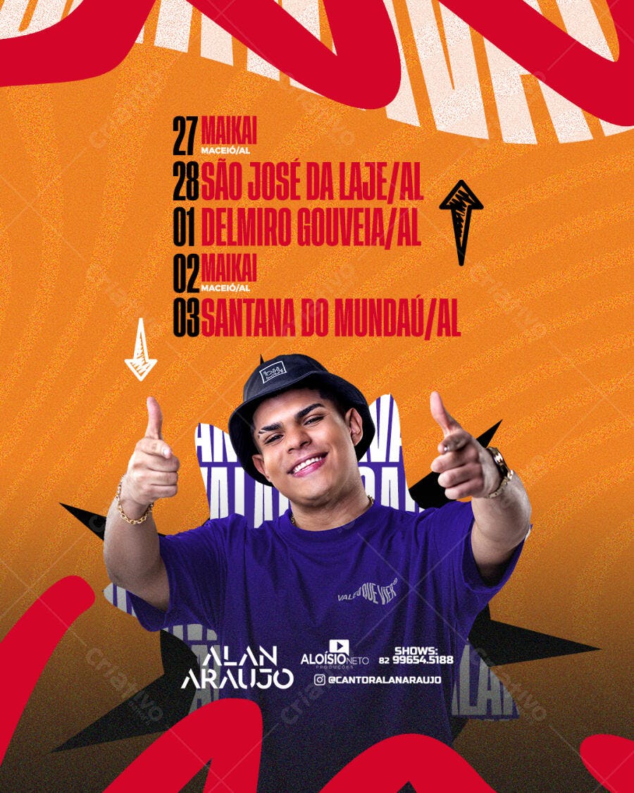 Flyer para Shows de Alan Araujo PSD Editável