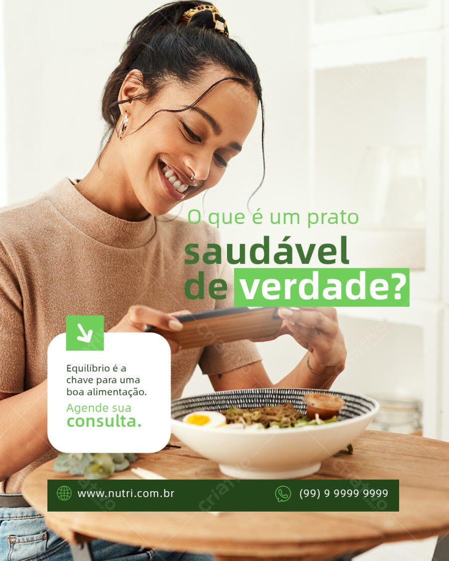 Post Instagram Alimentação Saudável PSD Editável
