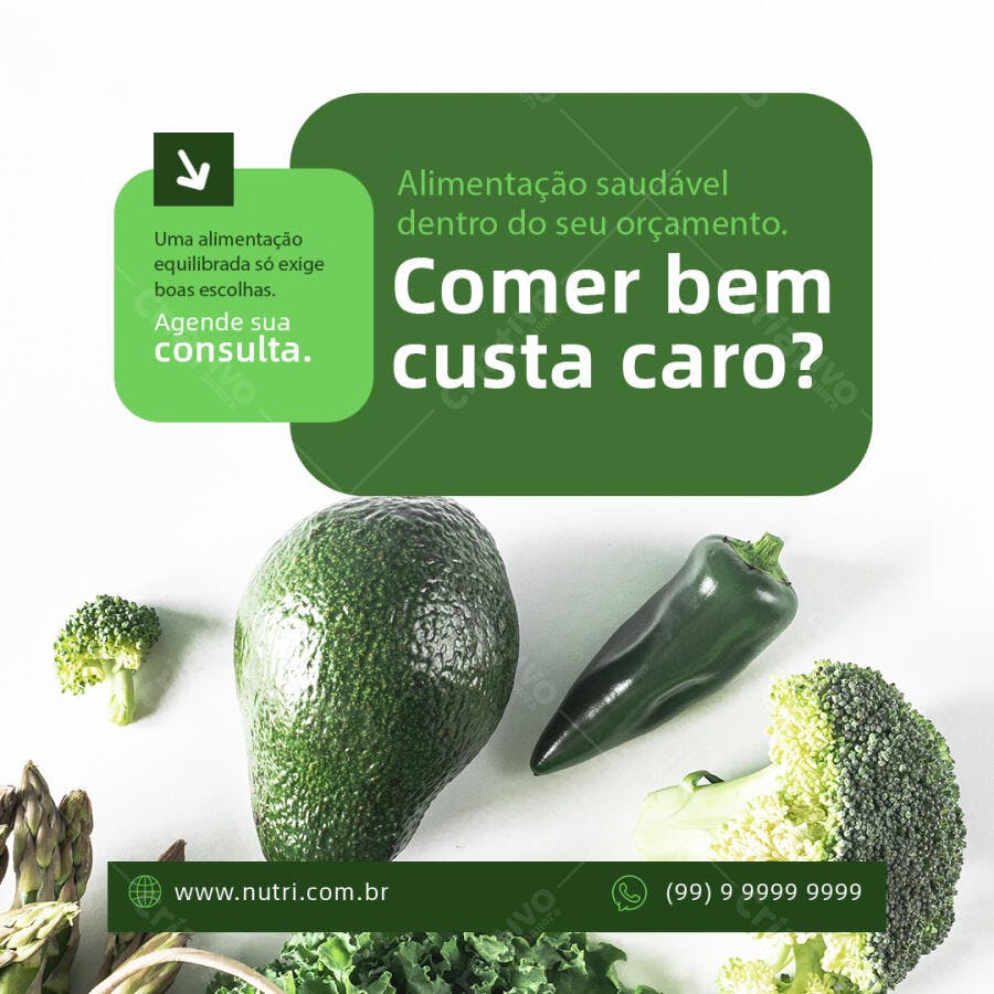 Post Instagram Alimentação Saudável PSD Editável