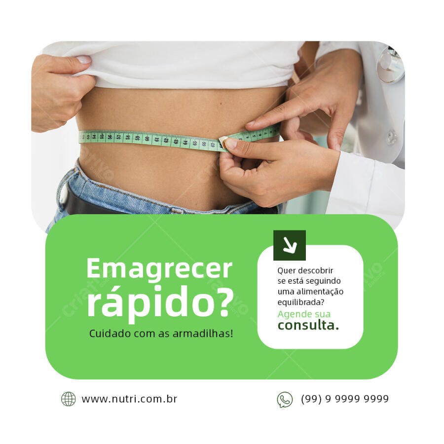 Post para Nutricionista Emagrecer Rápido PSD Editável