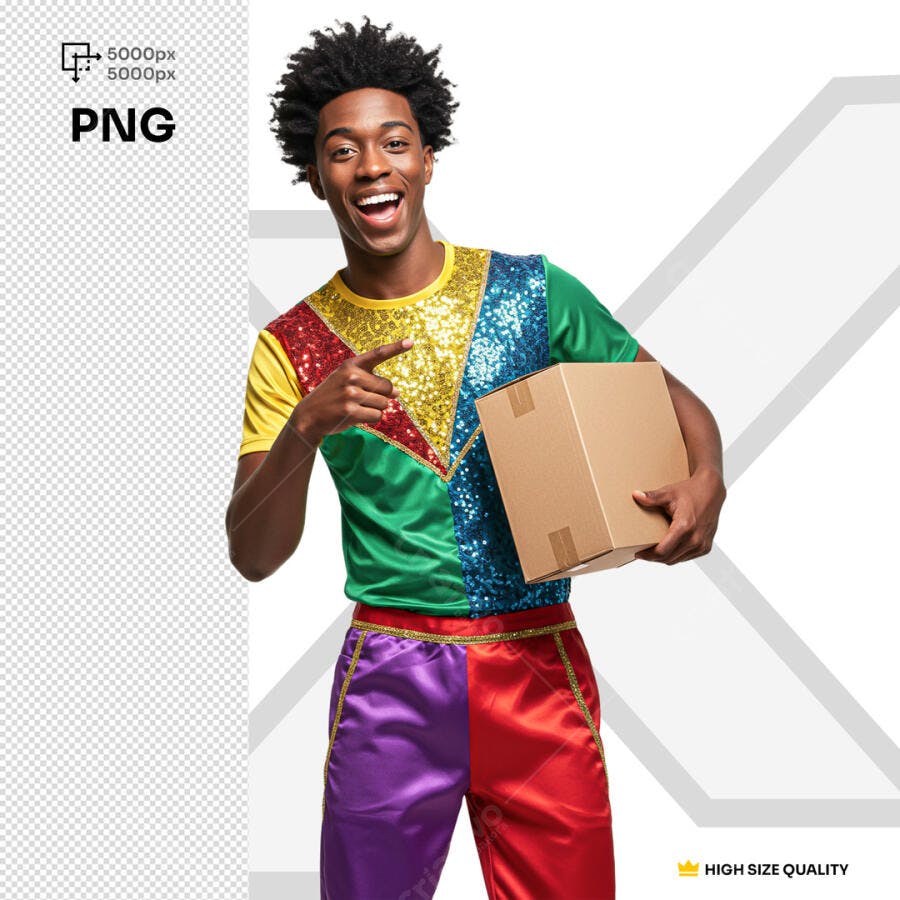 Mockup Pessoa Alegre com Caixa PSD Editável