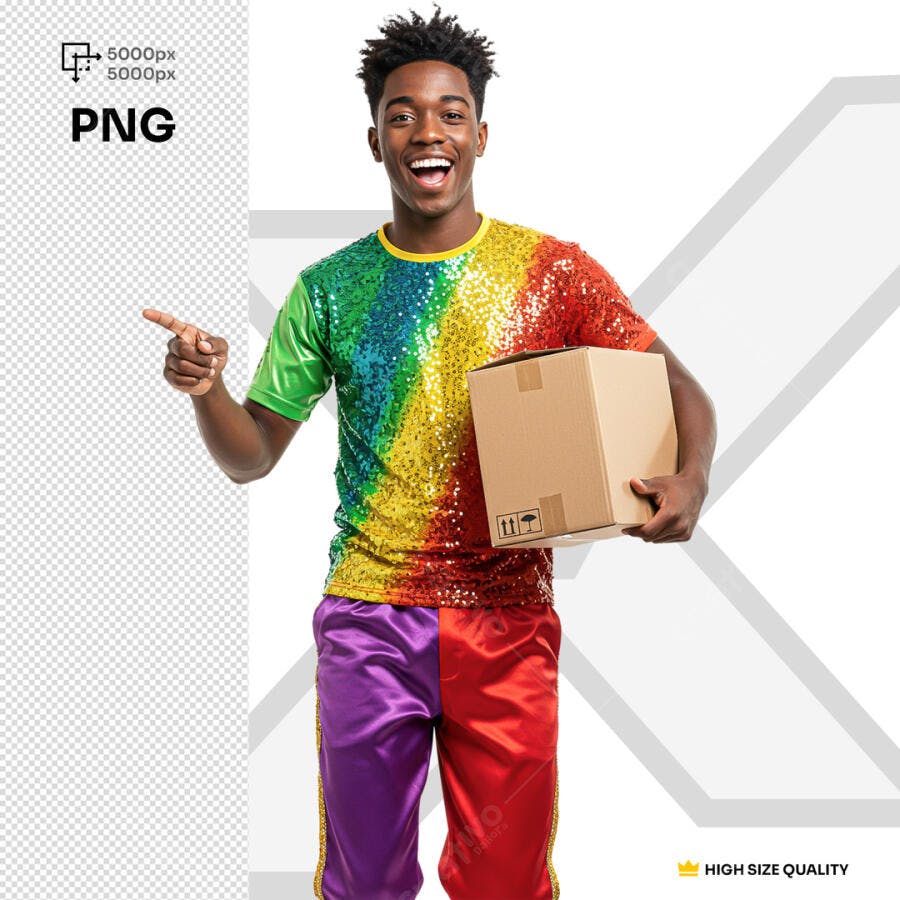 Mockup Pessoa Alegre com Caixa PSD Editável