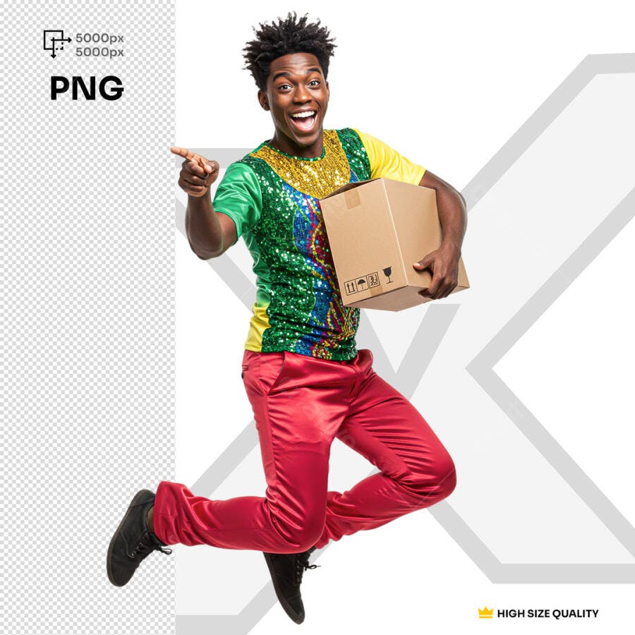 PSD PNG de Entregador Feliz para E-commerce