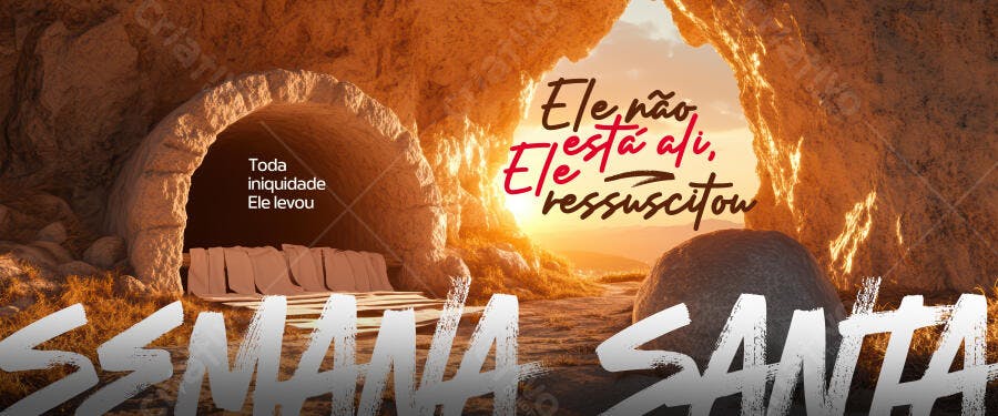 Banner Páscoa Ressurreição PSD Editável