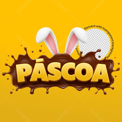 Selo de chocolate para páscoa com orelhinhas de coelho