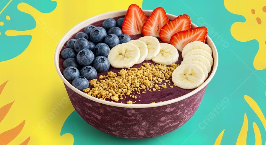 Açaí Bowl com frutas vermelhas e granola